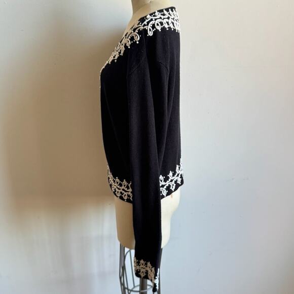 Vintage NORM THOMPSON  Open Front Cardigan in Black & White - Picture 4 of 7